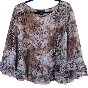 Paraphrase Leopard print ruffle cape poncho shawl 1X
